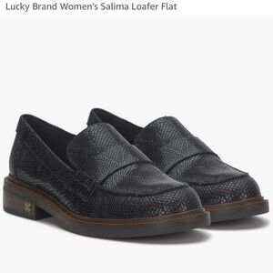 Lucky Brand Women's 7.5 Salima Loafer Flat Snakeskin Print Black Leather
